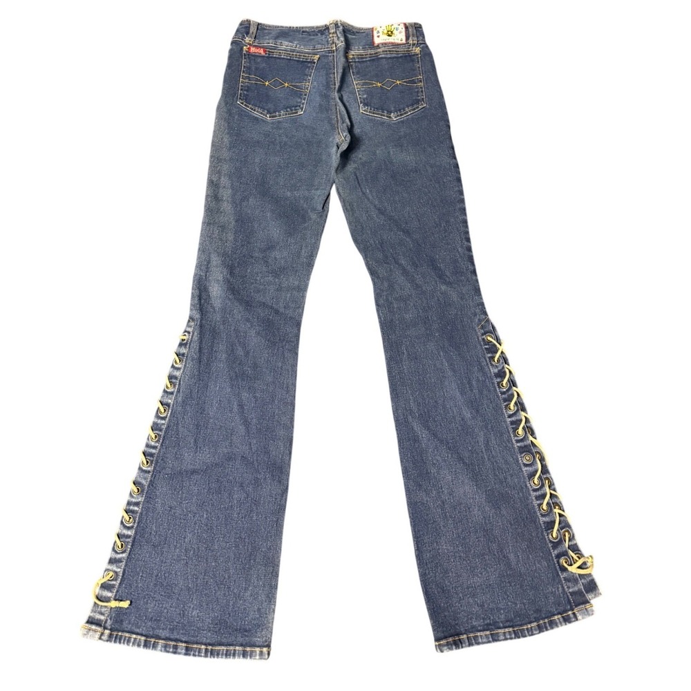 Mudd Jeans Vintage Y2K Flare Side Lace Up Denim Medium Wash Blue Women's Size 9